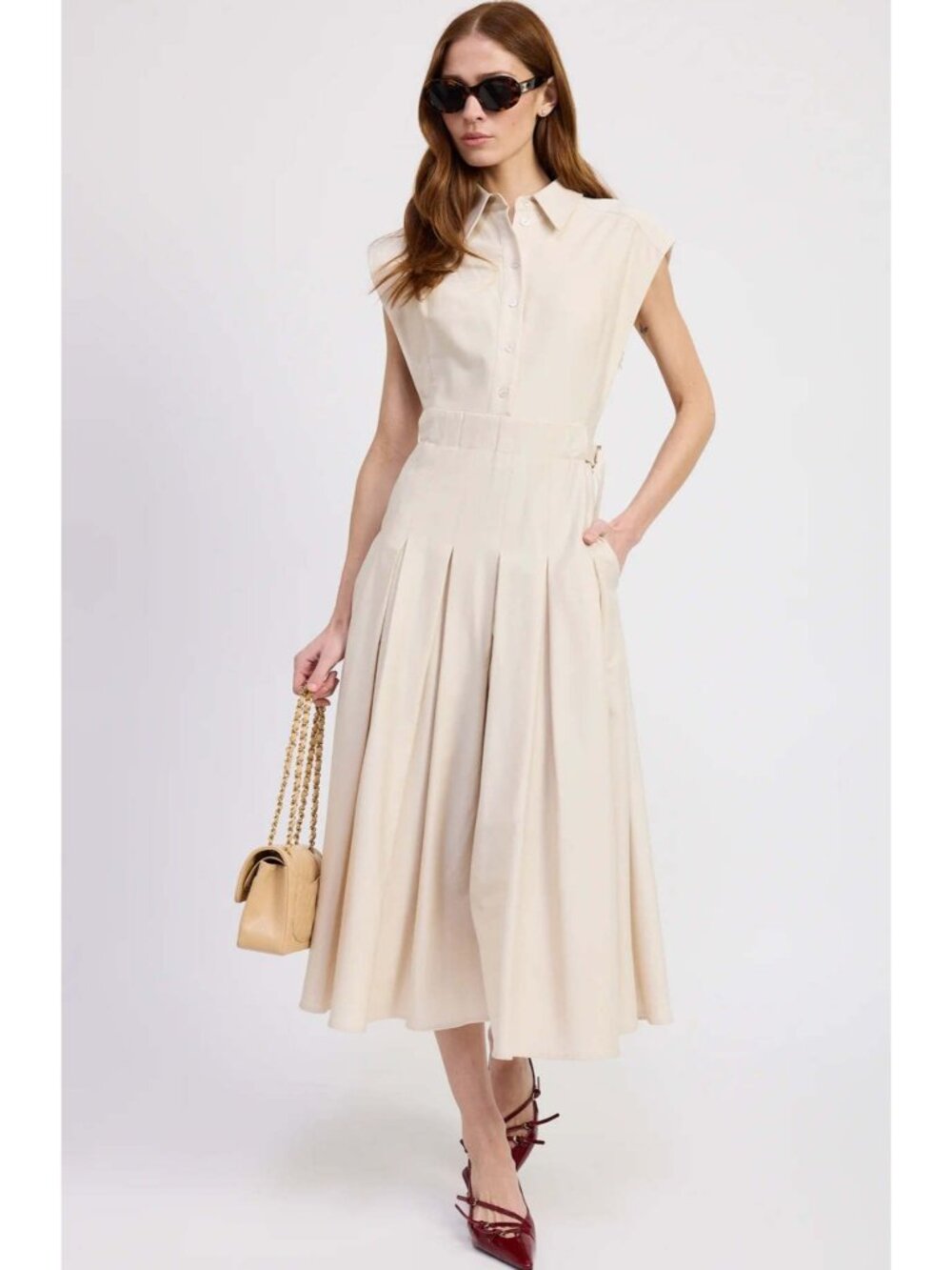 EN SAISON Quince Midi Dress Ecru Size Large NWT - Picture 2 of 9